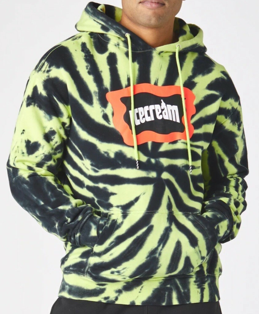 Icecream Stone Tie Dye Hoodie Neon Yellow L