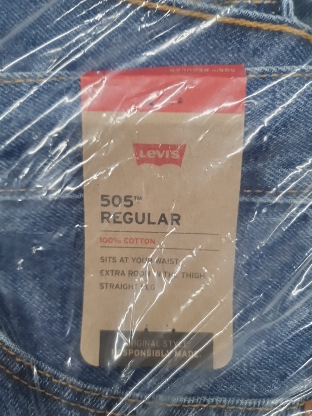 Levi’s Men’s 505 Regular Fit Denim Jeans Stonewash Size 32 X 30 NWT Extra Room