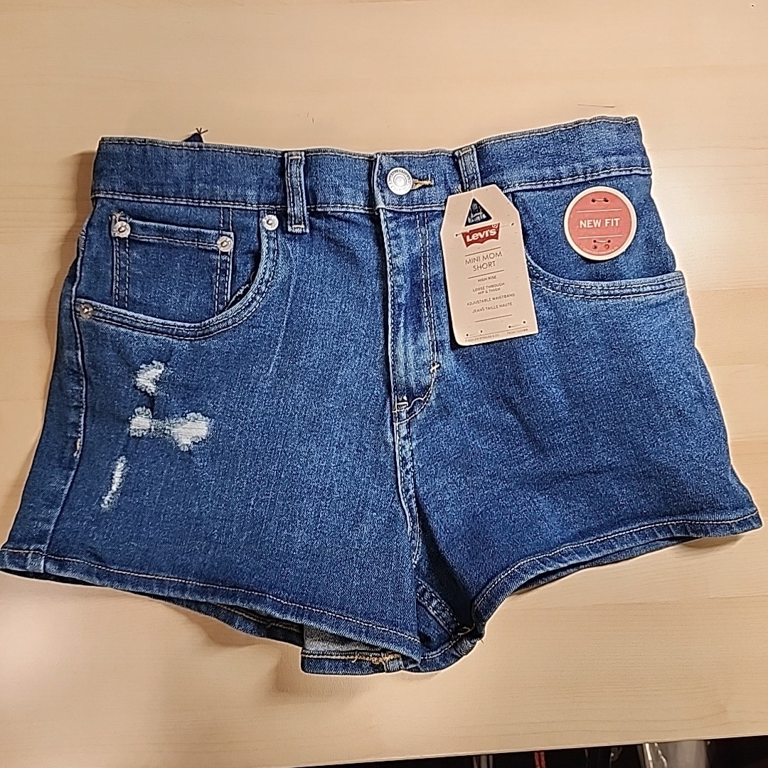 Levi’s Girls High Rise Adjustable Waistband Stretch Mini Mom Shorts Size 16