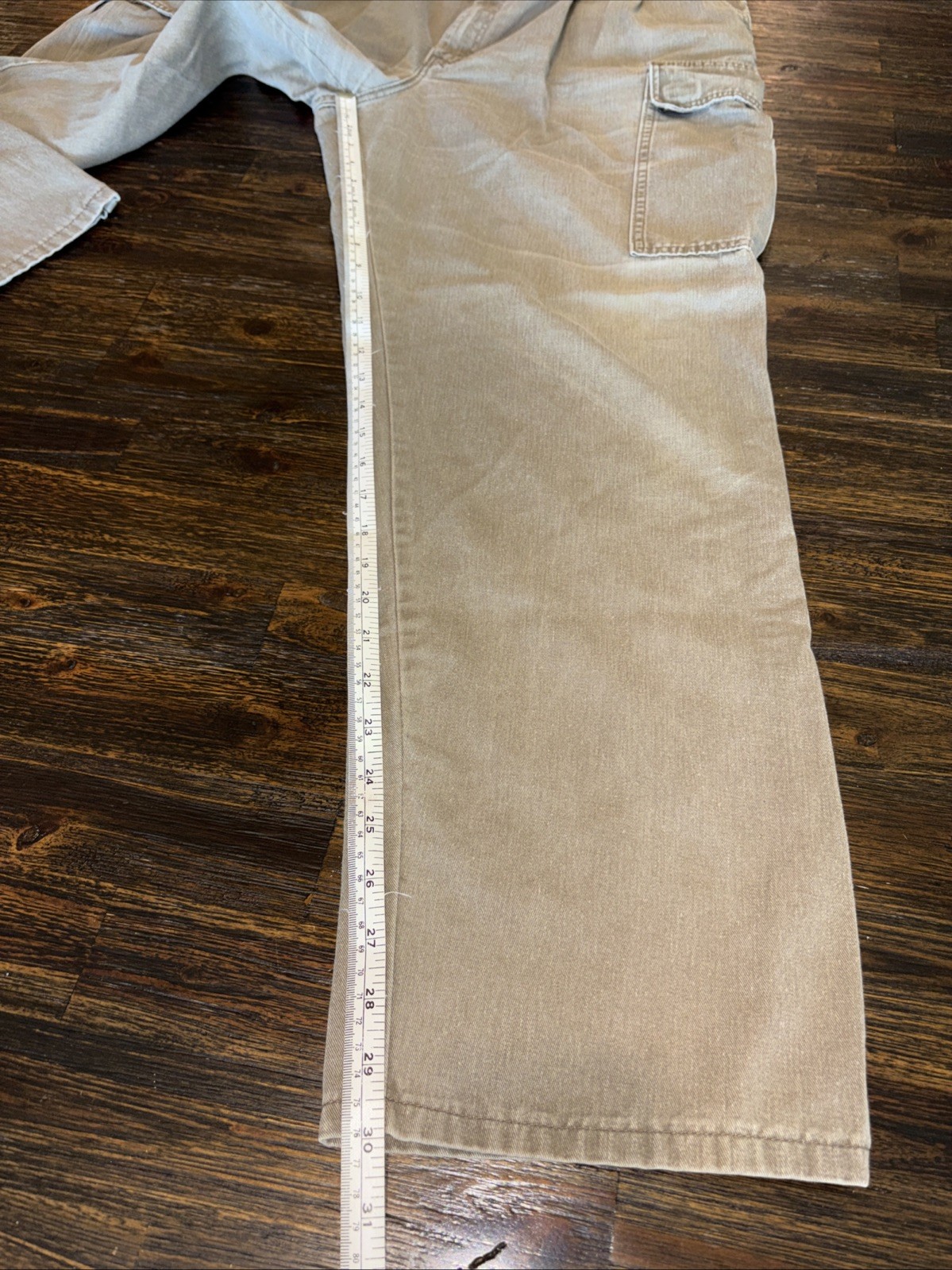 Vintage 80s Dickies Cargo Workwear Pants Double Pleated Talon Zipper Beige 34×30