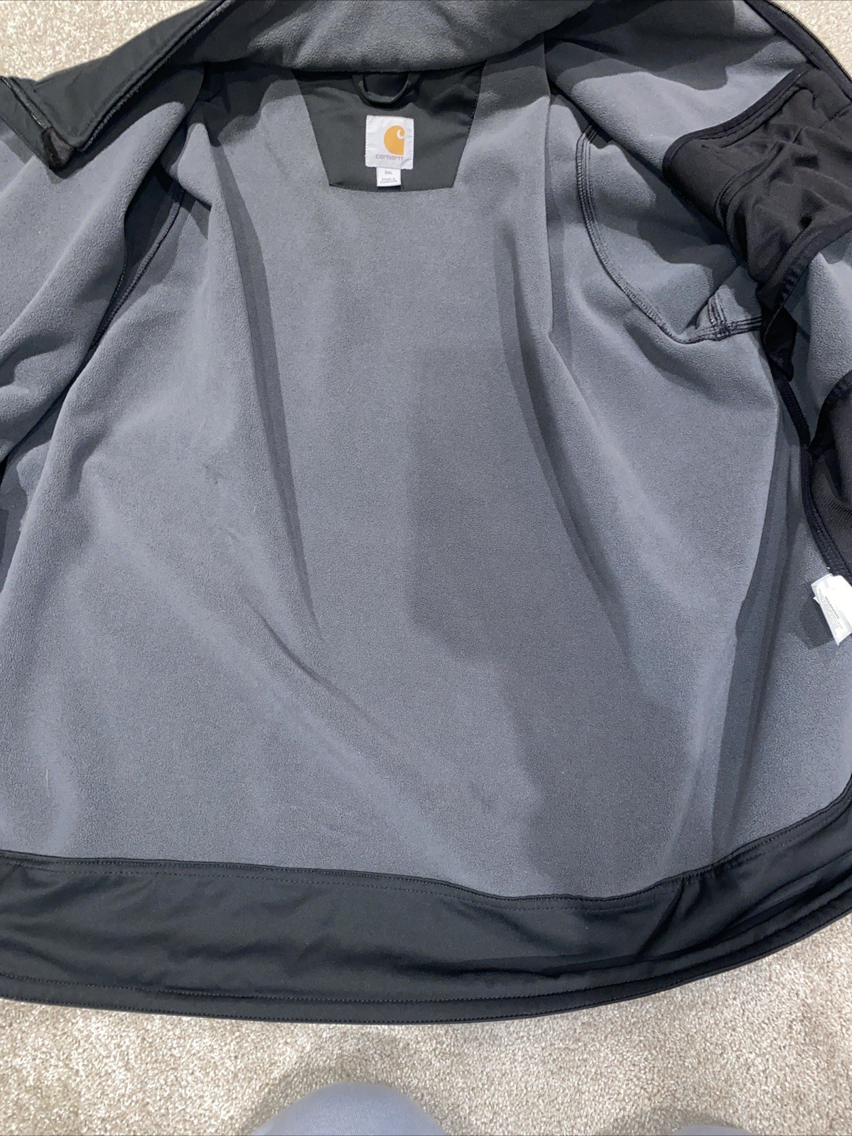 Carhartt Crowley Soft Shell Jacket Men’s 3XL Black Fleece Lined Pockets Full Zip