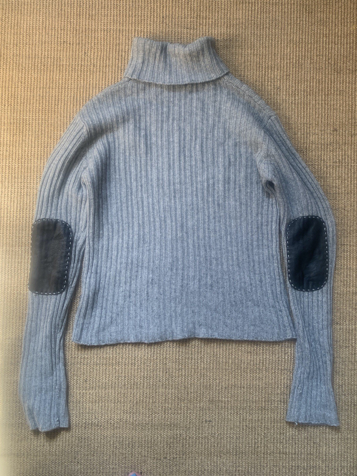 Regina Rubens Label Elbow Patch Silk Cashmere Roll Neck Turtleneck Size Medium