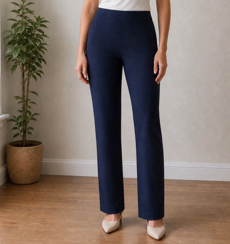 Counterparts Pants Womens Sz L Navy Super Stretch Mid Rise Boot Cut Comfy Pant