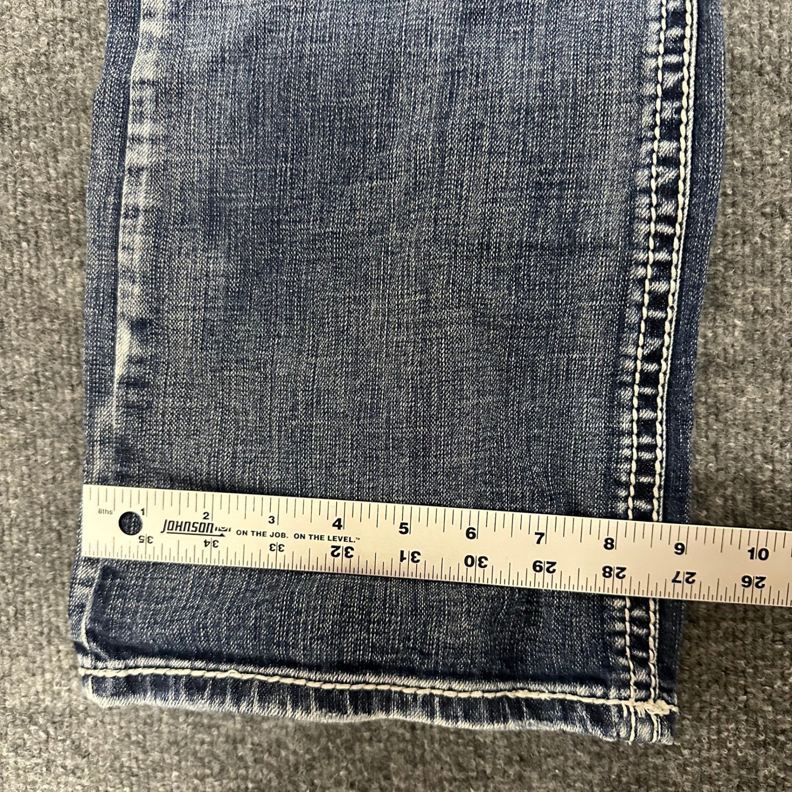 Live Hard Jeans Womens Size 32 Blue Bootcut Thick Stitch Embroidered Flap Pocket