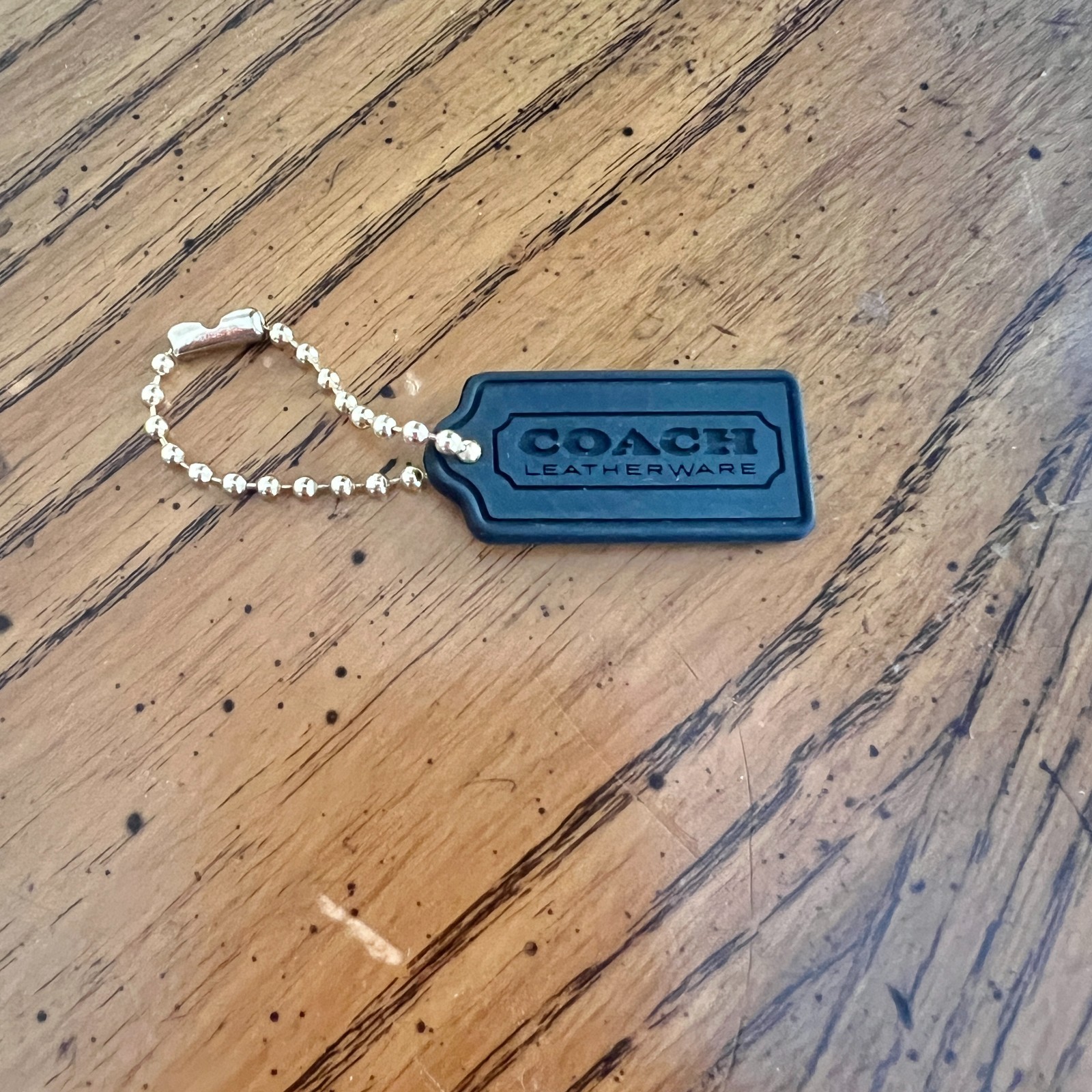 Vintage Coach Leatherware Black Rubber Silicone Hang Tag Bag Charm Ball Chain