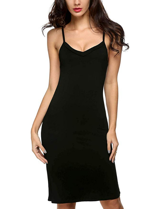 Sexy Cotton Lingerie Full Slip Babydoll Soft Dress Chemise Sleepwear for Women
