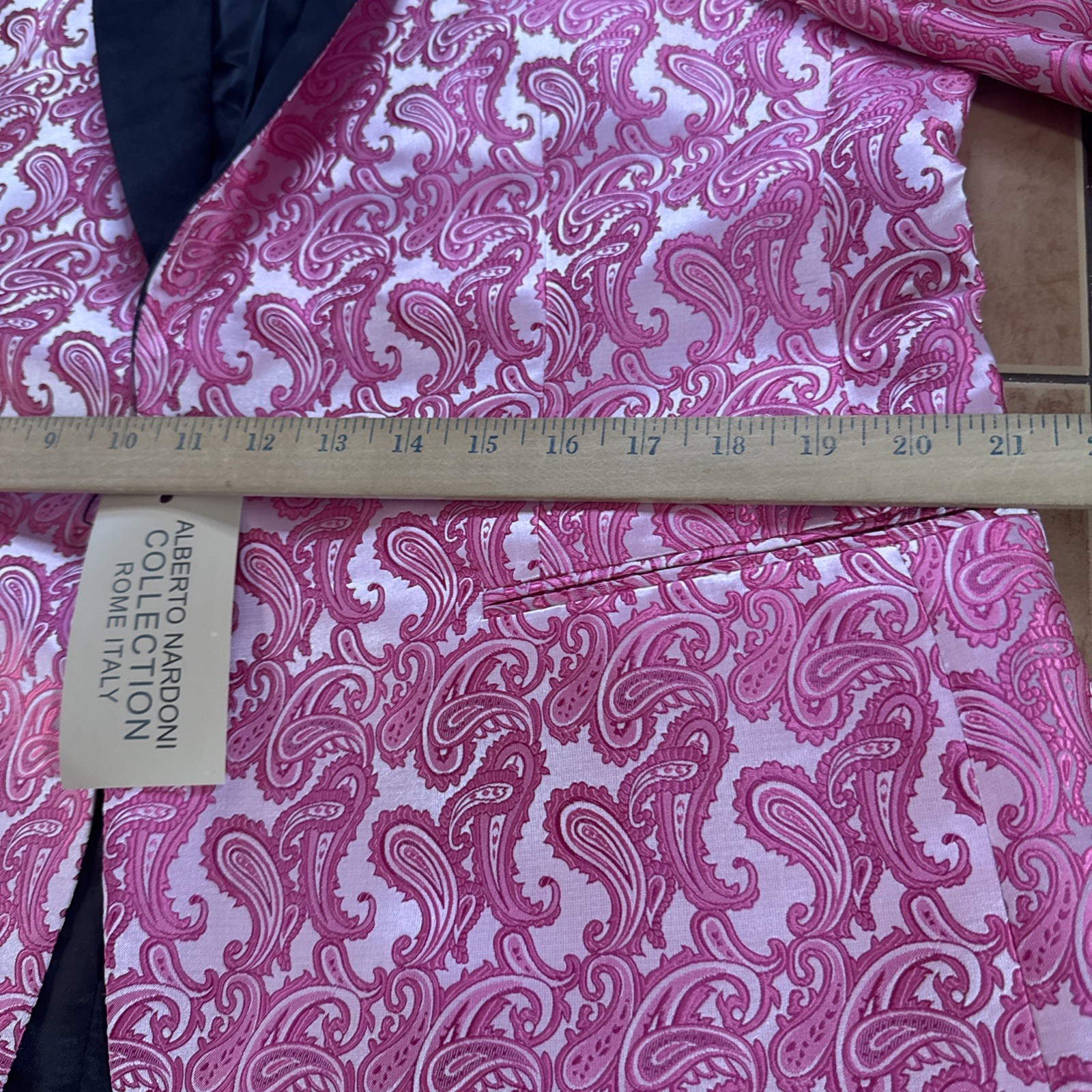 NEW Alberto Nardoni Pink Paisley Tuxedo Jacket Sz Prom Wedding Blazer NWT