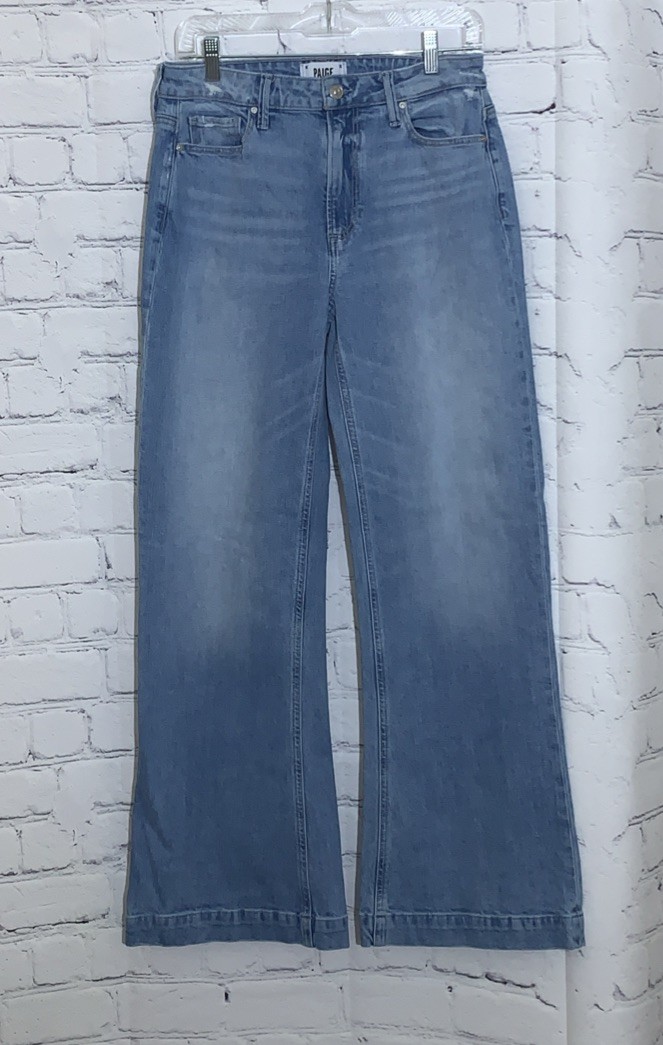 Paige Leenah Jeans Women’s 29 High Waist Distressed Wide Leg Blue Denim