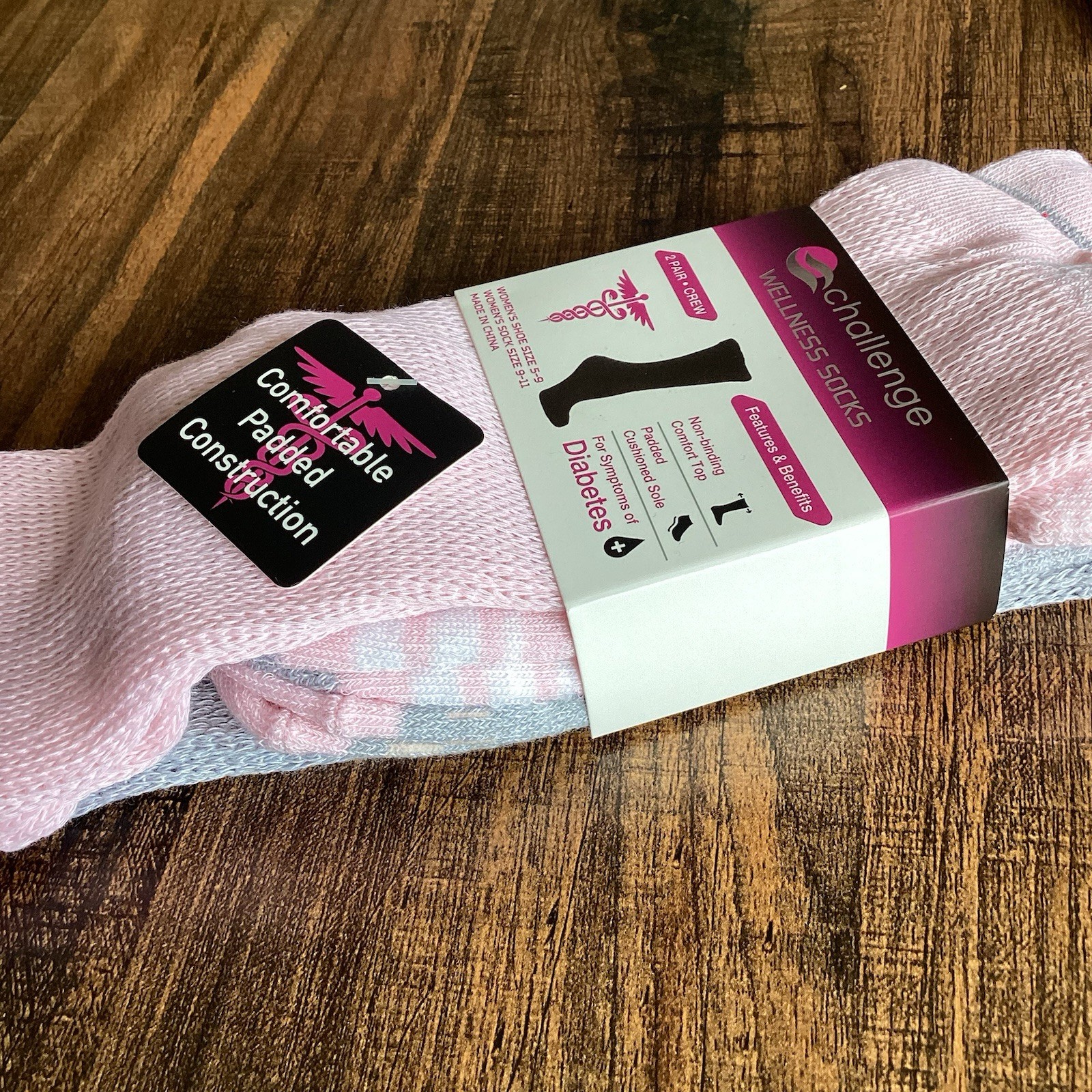 Women’s Challenge Wellness Non-Binding Crew Socks Diabetes Edema Neuropathy 5-9