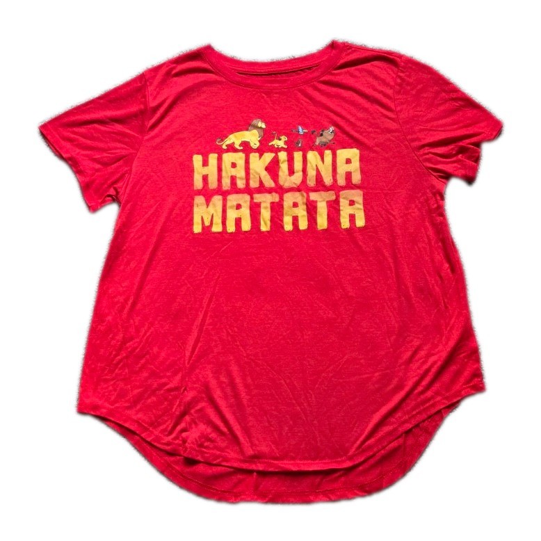 Disney Lion King Hakuna Matata Red Graphic Short Sleeve Tee, Juniors Size XXL