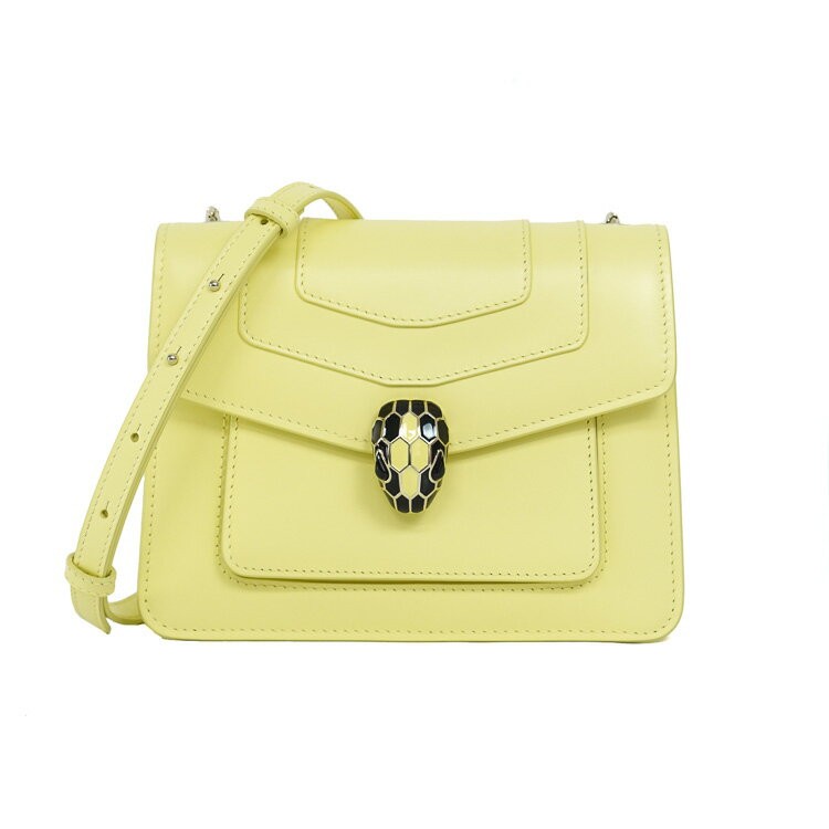 BVLGARI Shoulder Bag Serpenti Forever Handbag Leather Yellow Width 7.87” 99