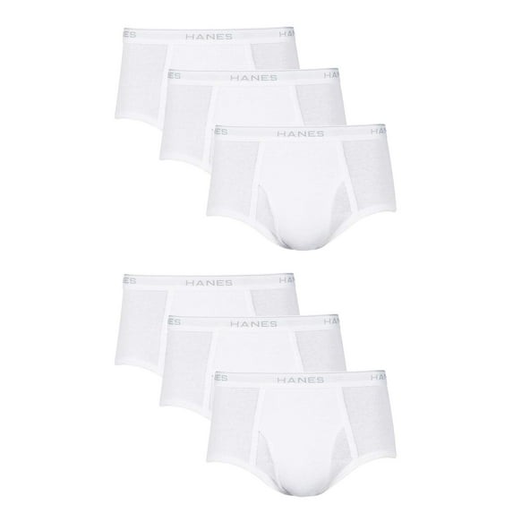 Hanes Men’s Full-Rise White Briefs 6-Pack, Comfort Flex Waistband, Multi-Size