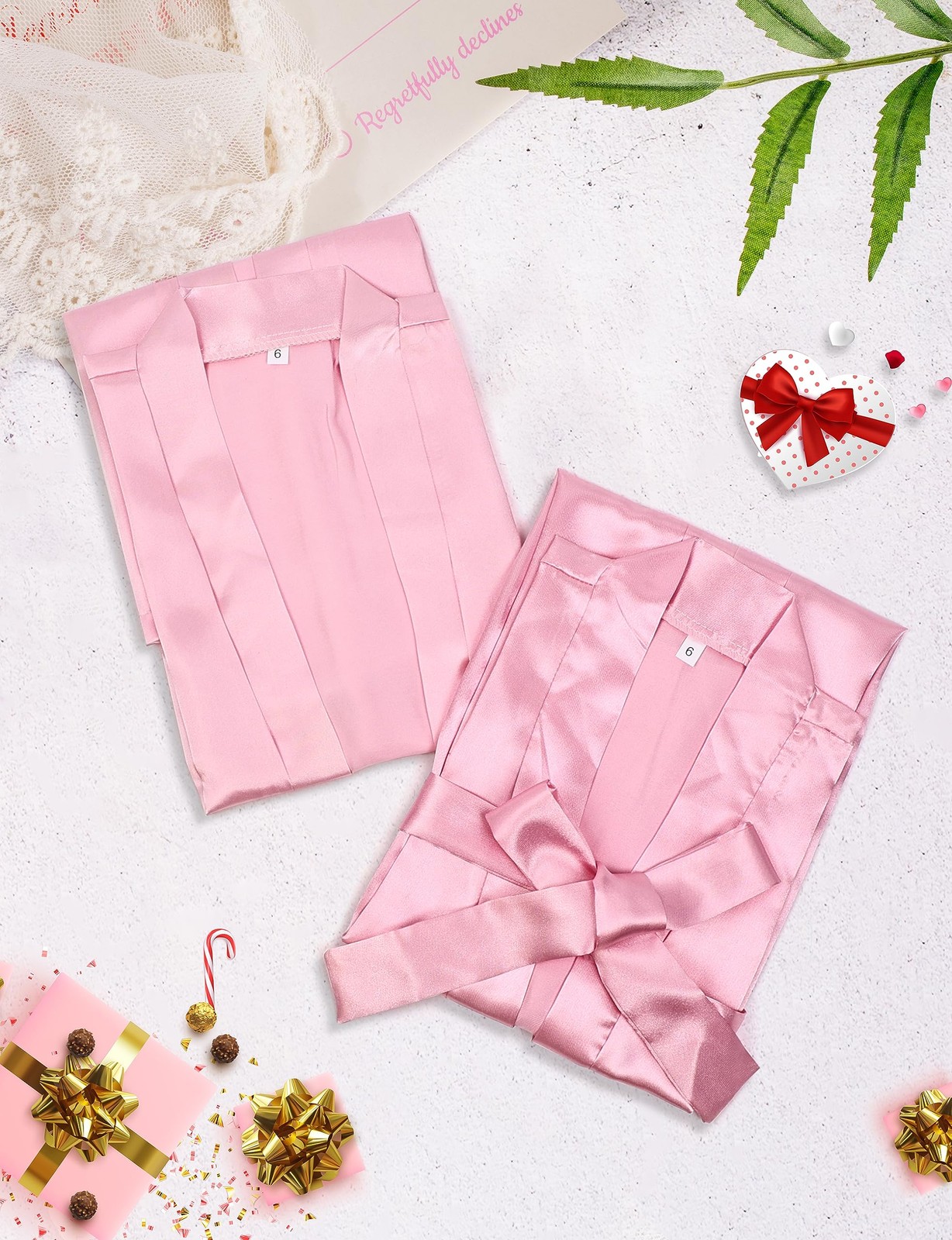MORFORU 10pcs Girls Kids Solid Color Silky Satin Kimono Robe set for Wedding Spa