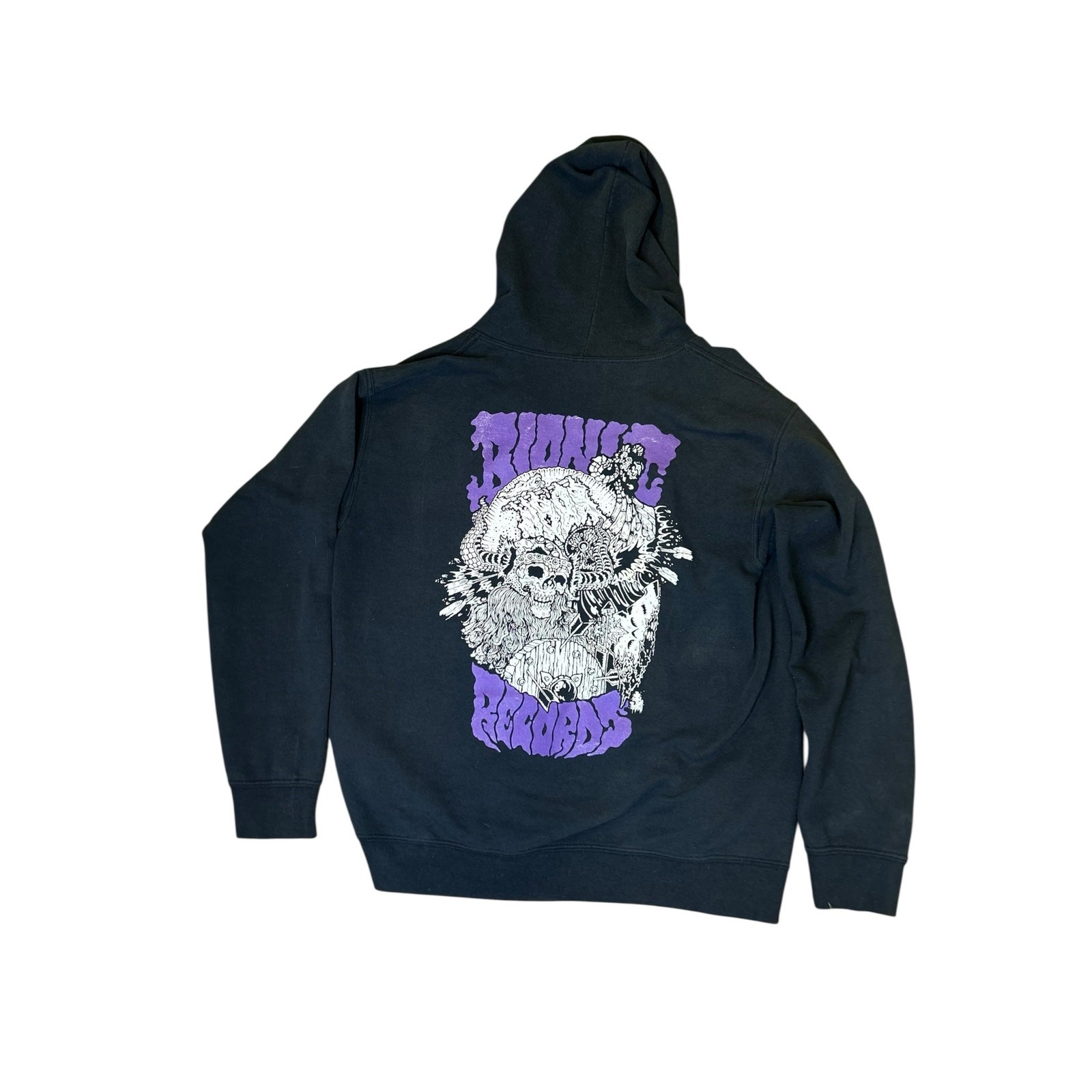 Bionic Records Orange County Skull Graphic Hoodie Size S– Grunge, Punk