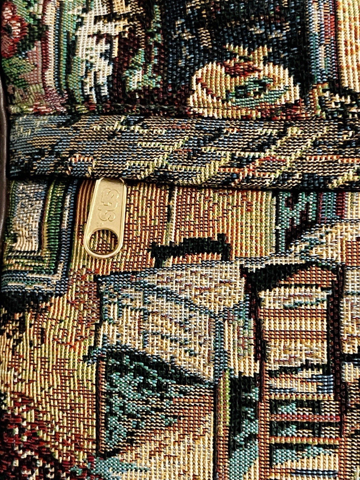 Vintage Sas Needlepoint Tapestry Shoulder Bag Purse Cafe Scene Boho Western