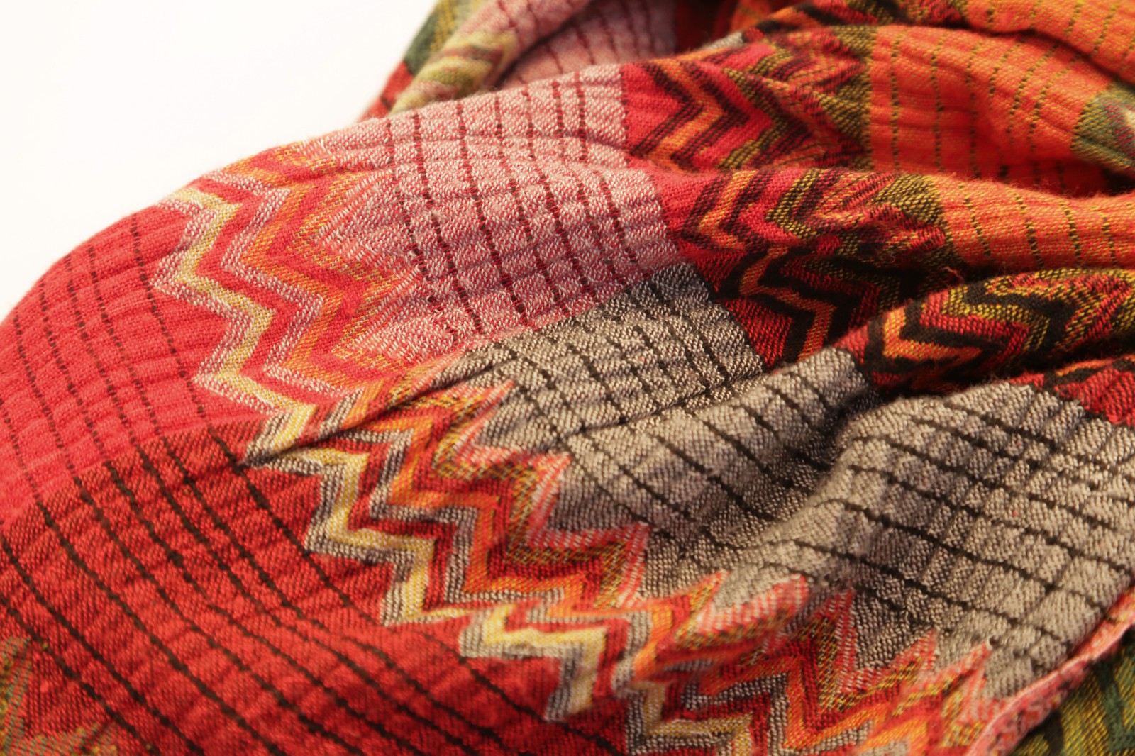 Y2K DIMRI Floral Striped Summer Scarf Wrap Soft Rayon Rectangle Red Multicolor