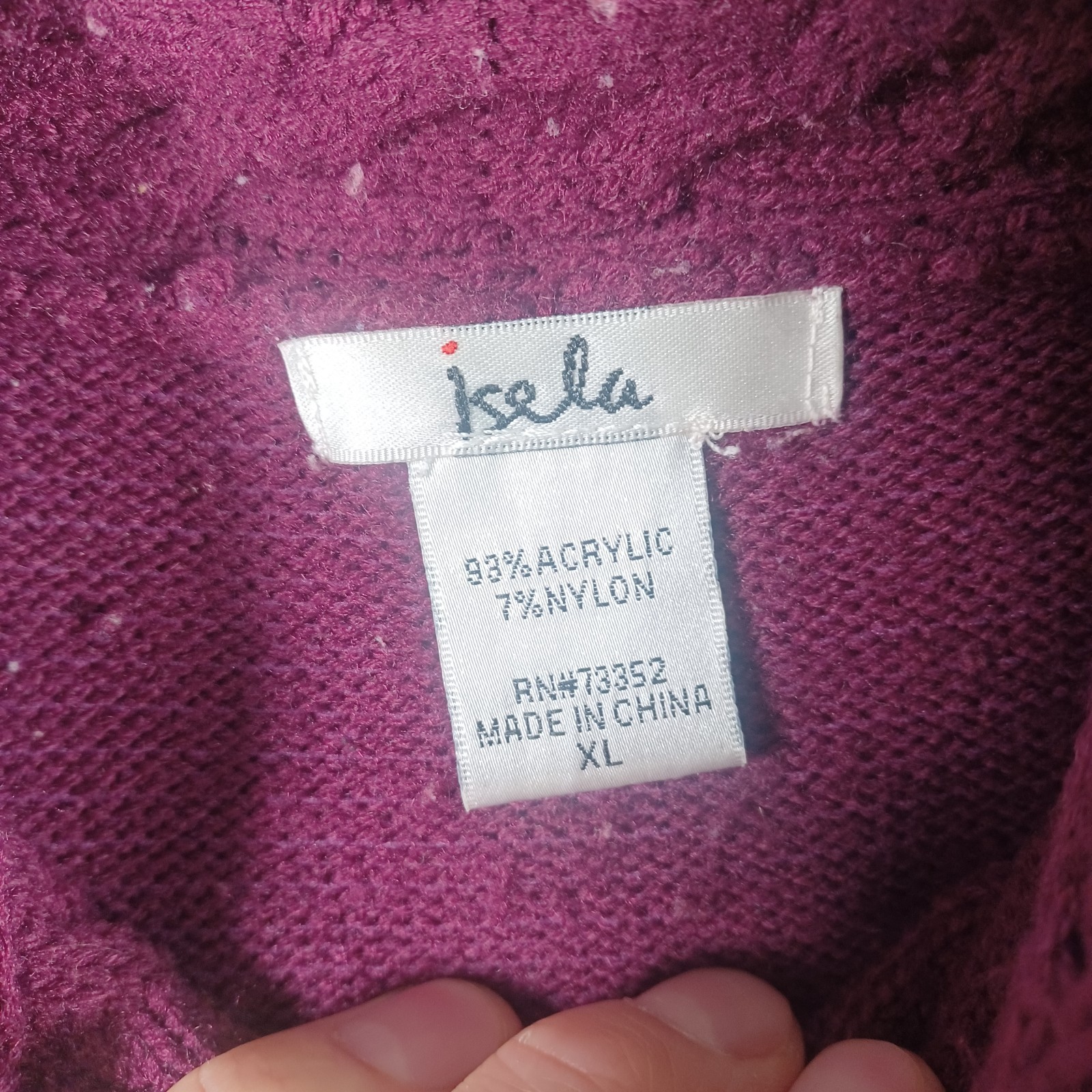 Isela Womens Dark Raspberry Red Sweater Size XL Turtleneck Short Sleeve Knit