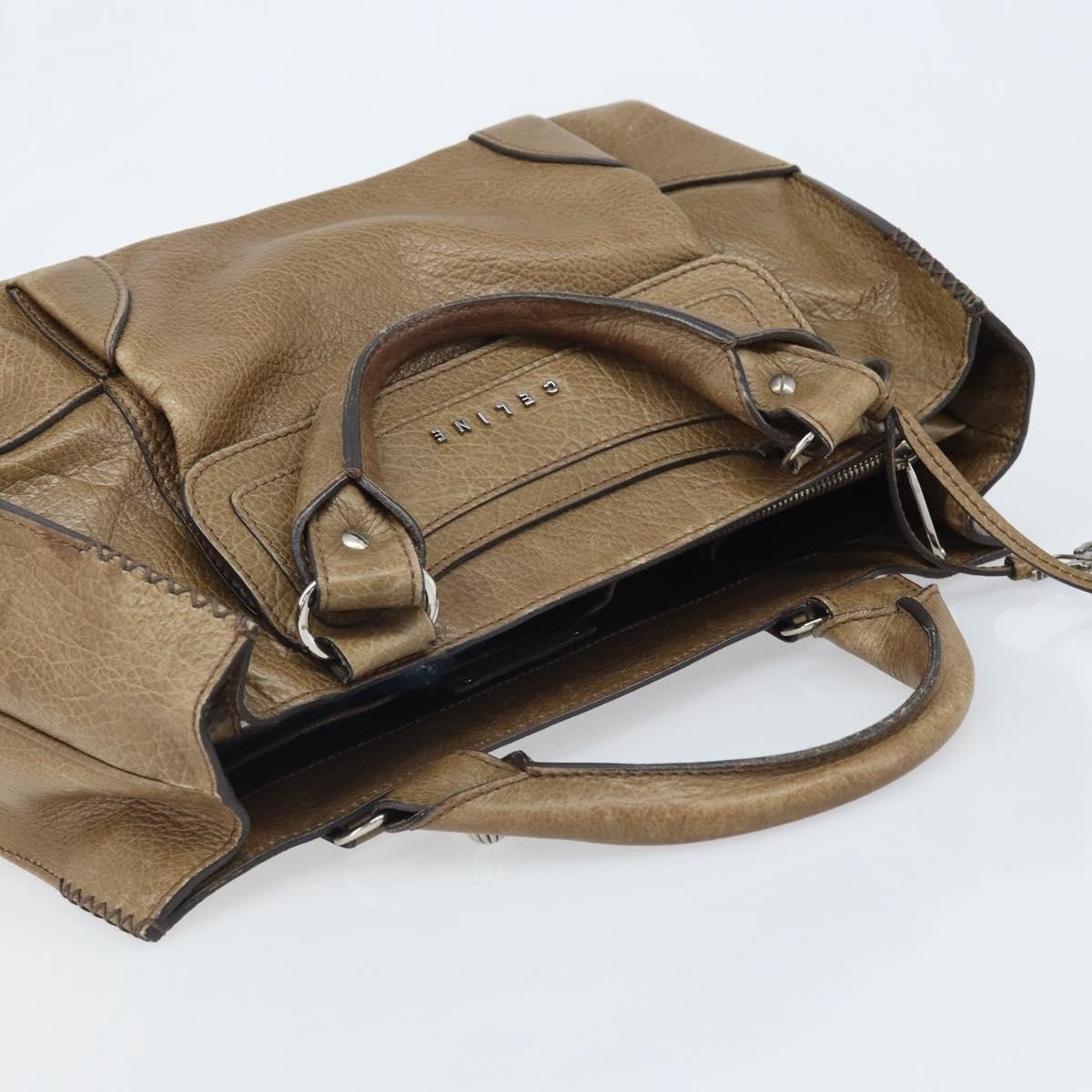 CELINE Boogie bag Hand Bag Leather Brown Silver Auth 166786