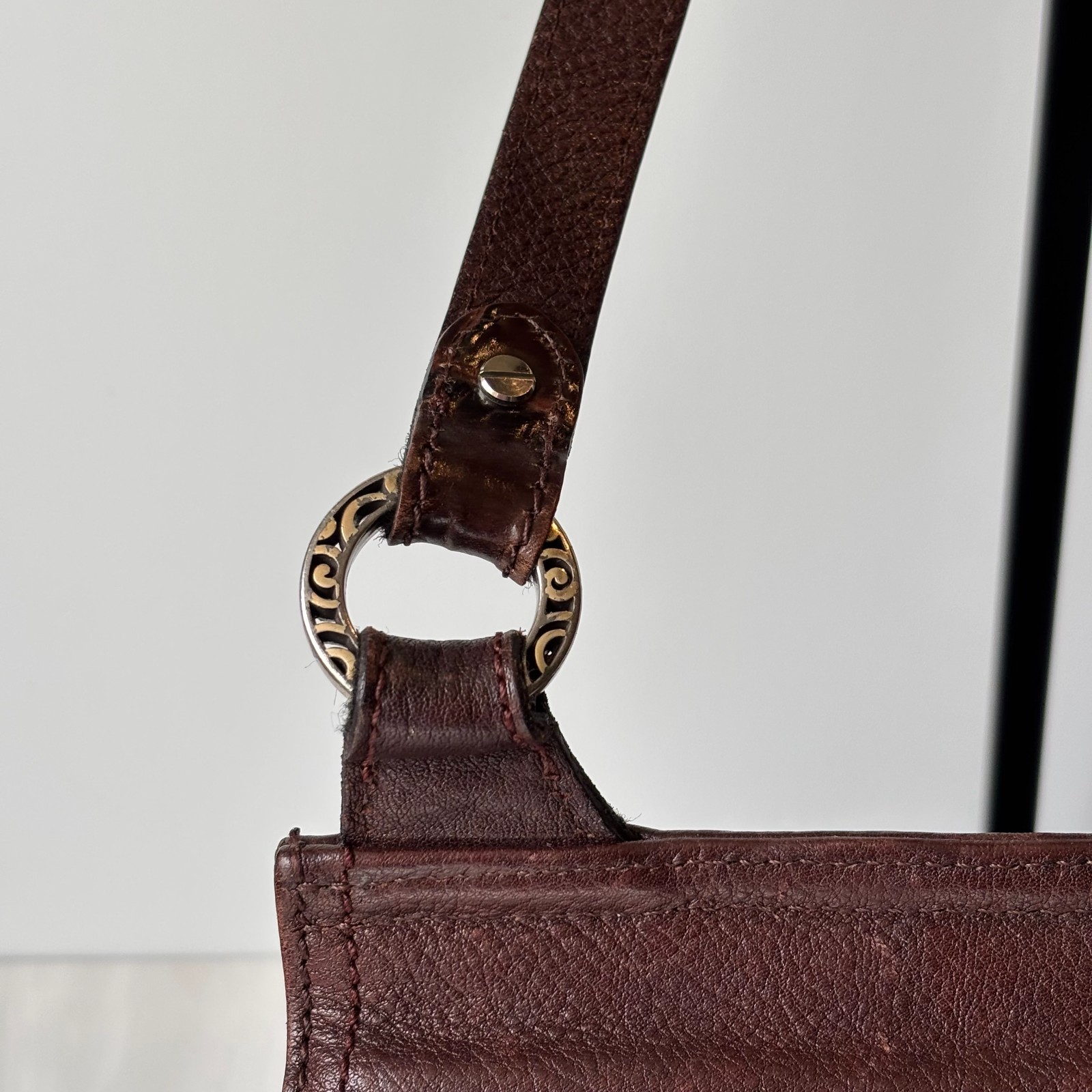 BRIGHTON Contempo City Brown Leather Crossbody Organizer Shoulder Bag Purse