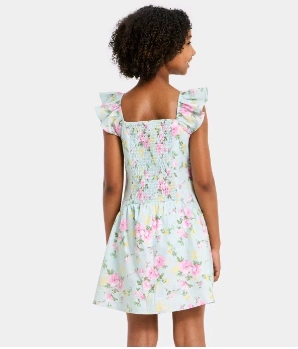 Art Class Flutter Sleeve Floral Dress (Size L 10/12)