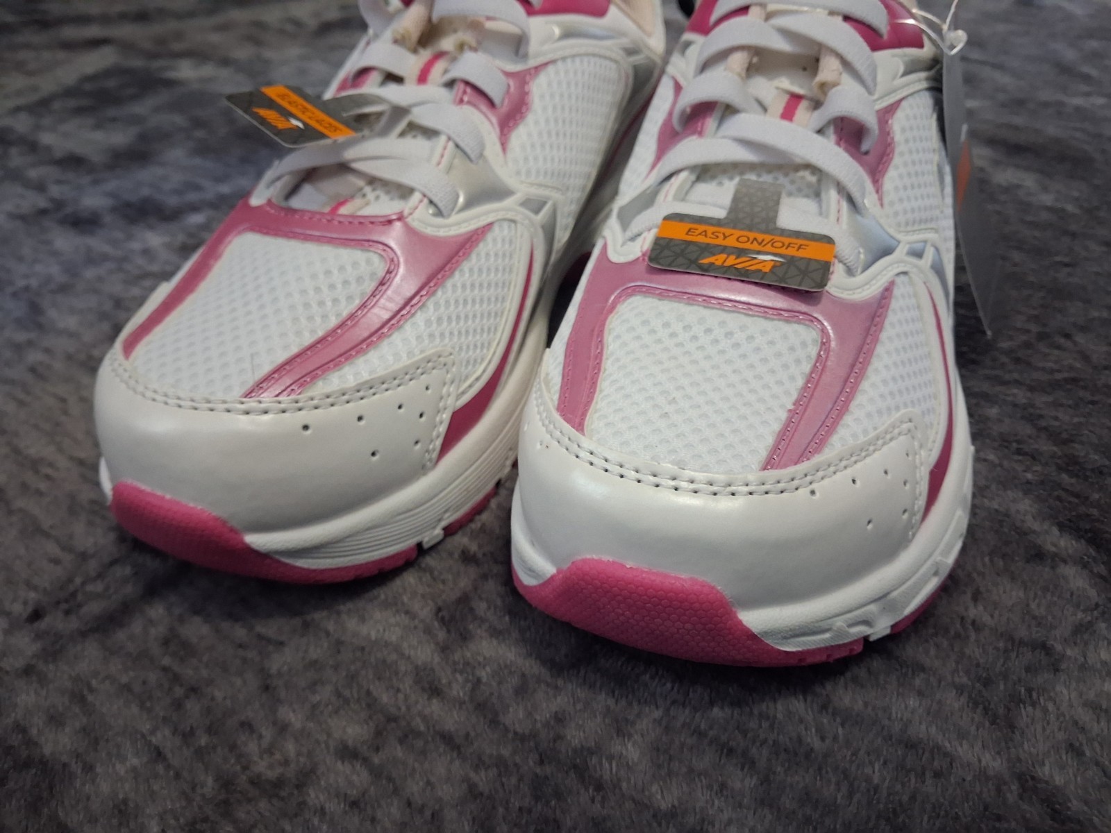 Avia 5000 Easy On/Off Athletic Sneakers Tennis Shoes White Pink Girls/Youth Sz:5