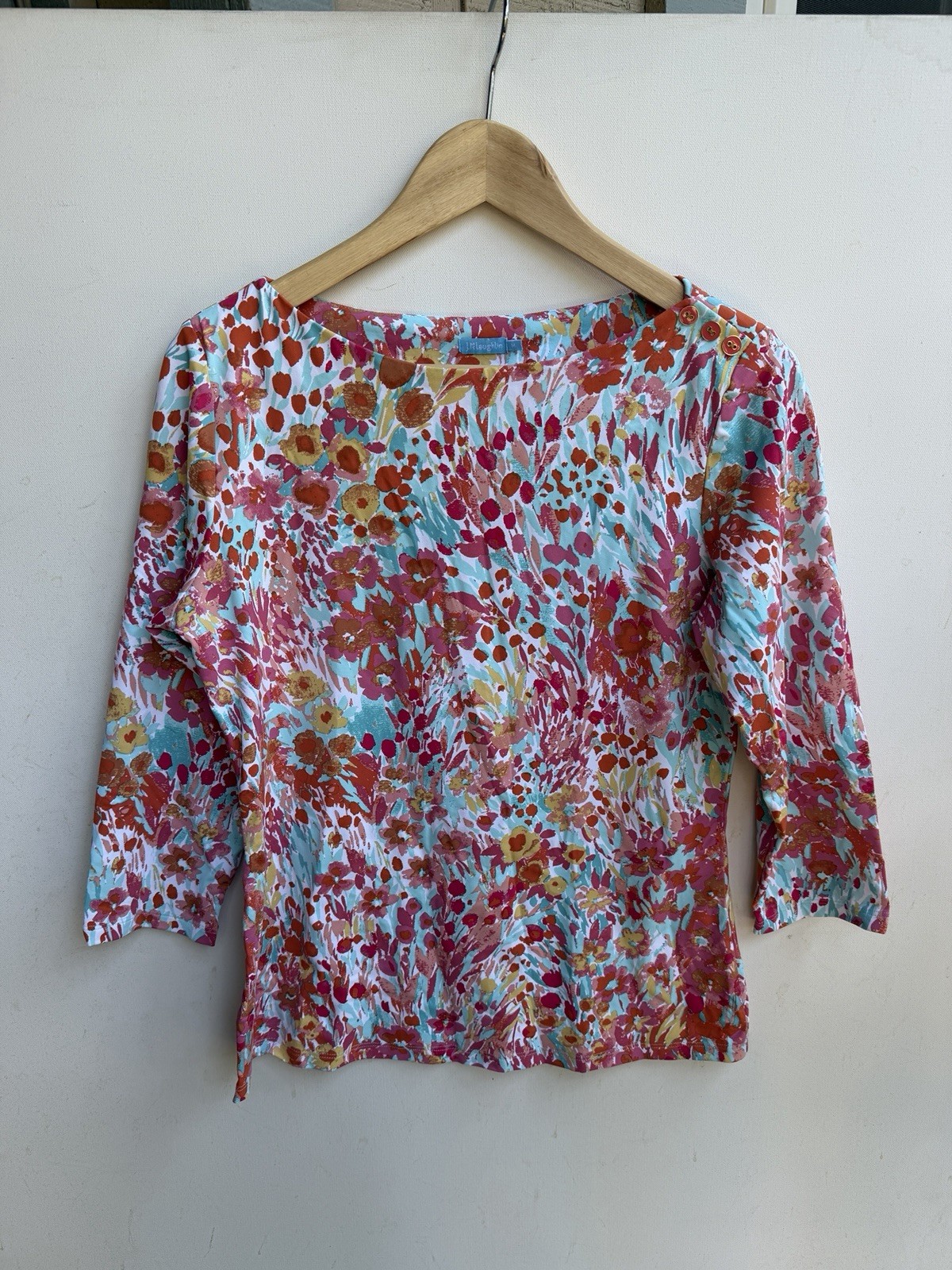 J. McLaughlin Womens Catalina Cloth Top 3/4 Sleeve Shirt Floral Size M