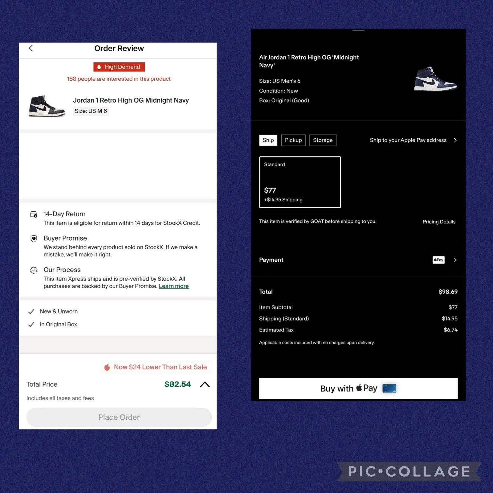 Air Jordan 1 Retro High OG Midnight Navy 6M/7.5W Brand New