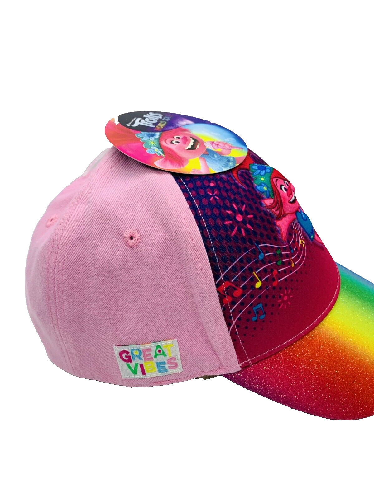 NWT TROLLS Baseball Cap Hat World Tour GIRL’S Multicolor Rainbow Snap Back