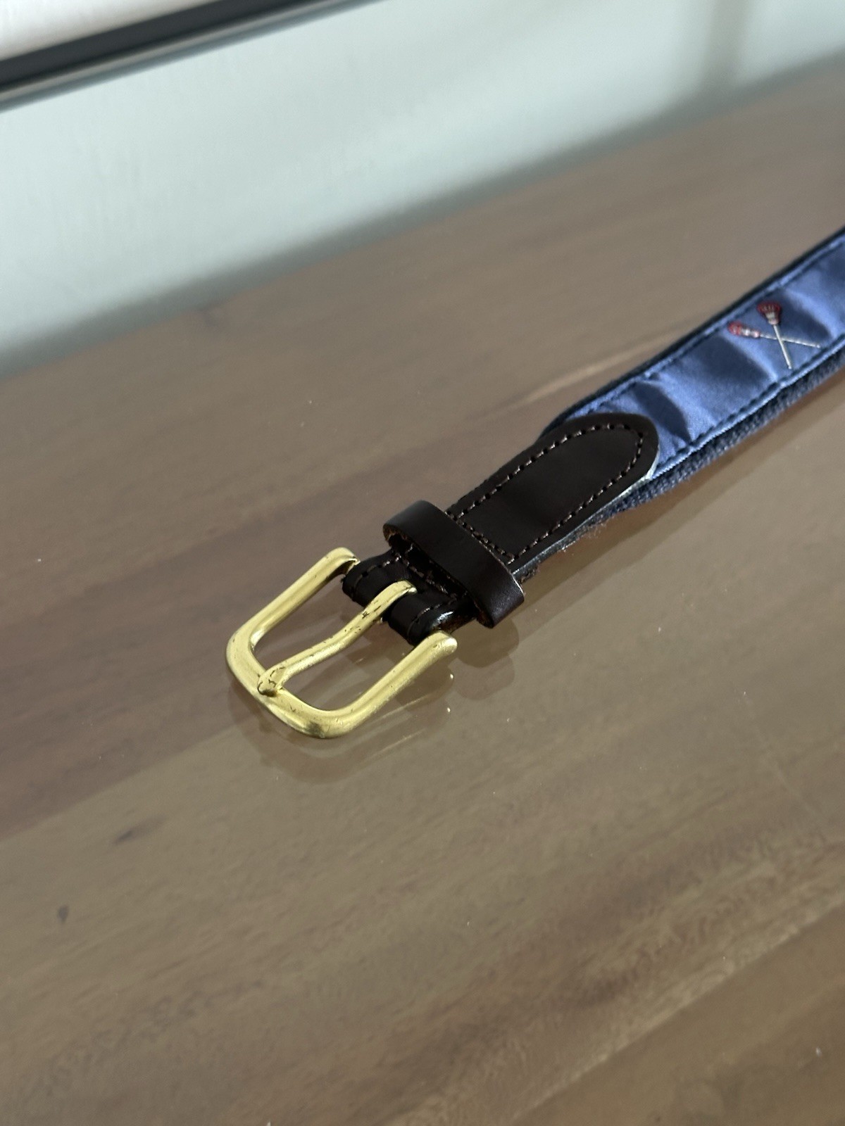 Vineyard Vines Lacrosse Club Belt Size 26 Made USA Canvas Leather Brass