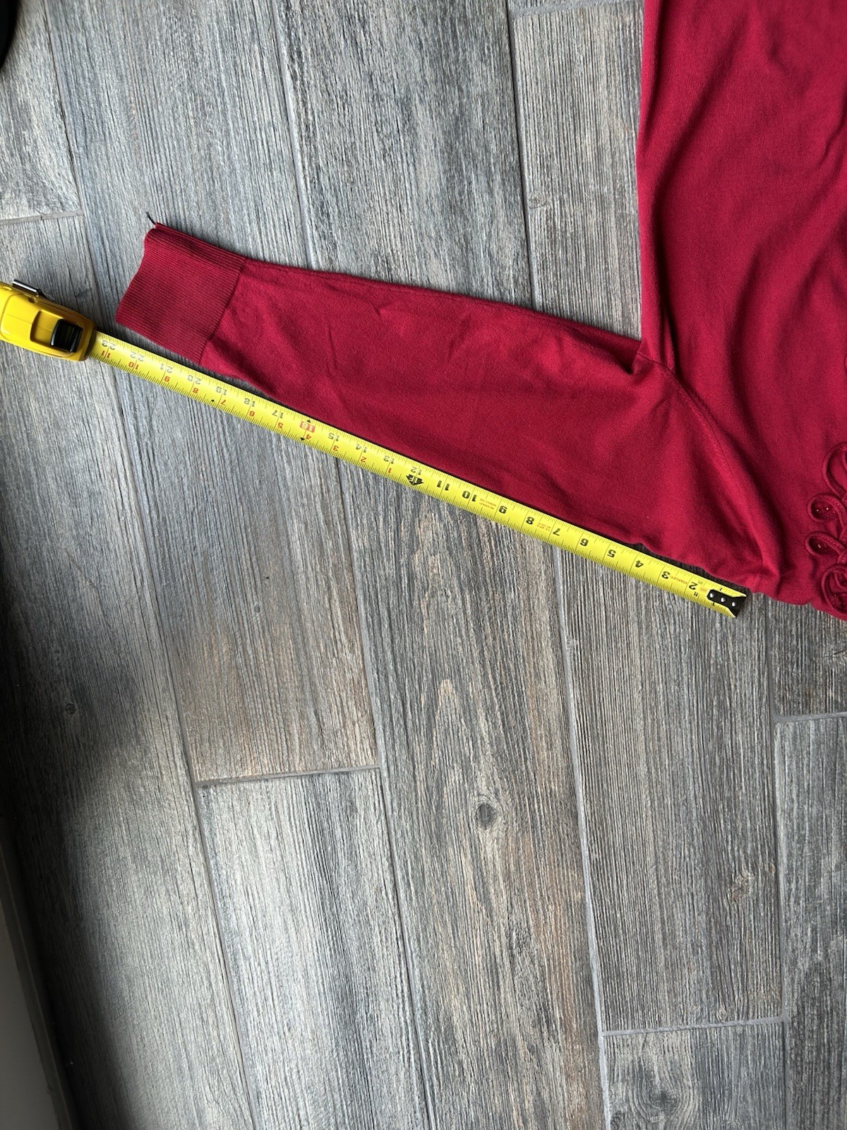 Croft & Barrow Wine Red Button Up Cardigan Sweater with Embellished Neckline