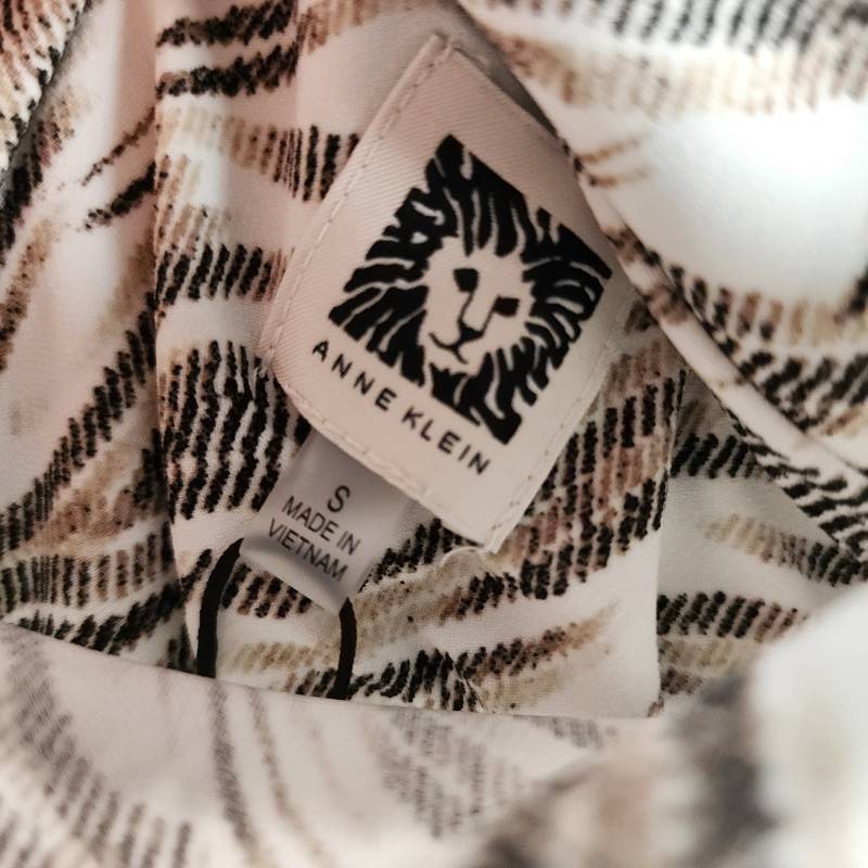 Anne Klein Printed Cowl Neck Cap-Sleeve Top Women’s S White Pullover Srtyle S/S