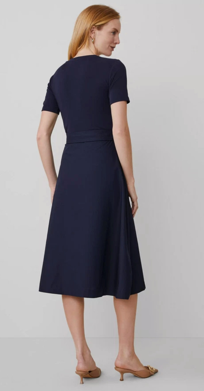 NWT ANN TAYLOR NIGHT SKY MIXED MEDIA FLARE MIDI DRESS SIZE 18