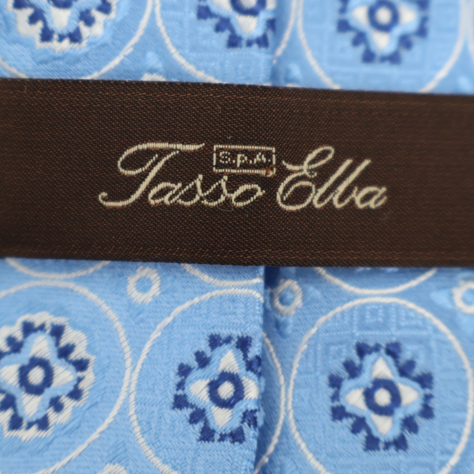 Tasso Elba Medallion Silk Necktie Mens Blue Geometric Formal Business 64 inches