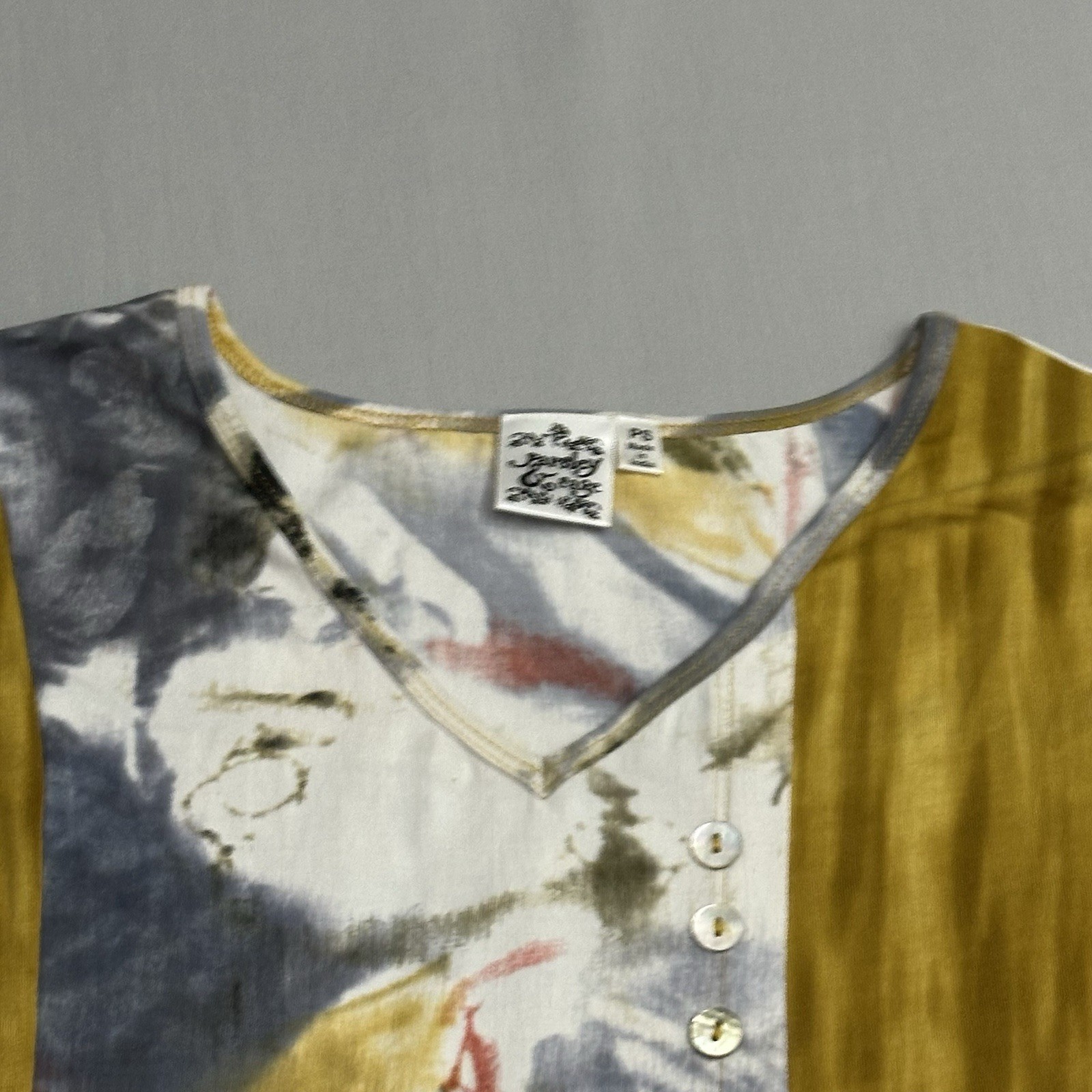Parsley & Sage Top Womens Small Petite Sp Mixed Print Cotton Stretch India Shirt