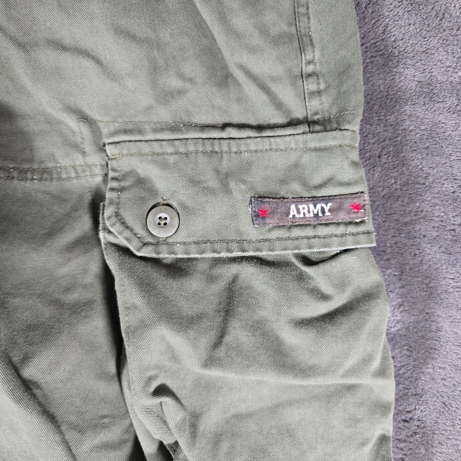 Vtg Bugle Boy Army Patch Cargo Pant Mens 42×32 Green 90s Y2K Baggy Skater Grunge