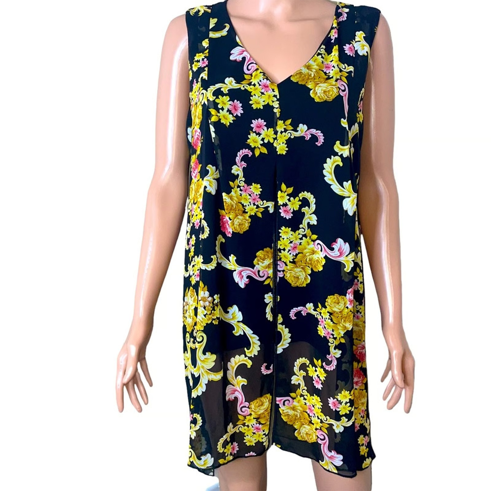 Adele & May too tunic style floral print SZ Large lightweight sleeveless dress