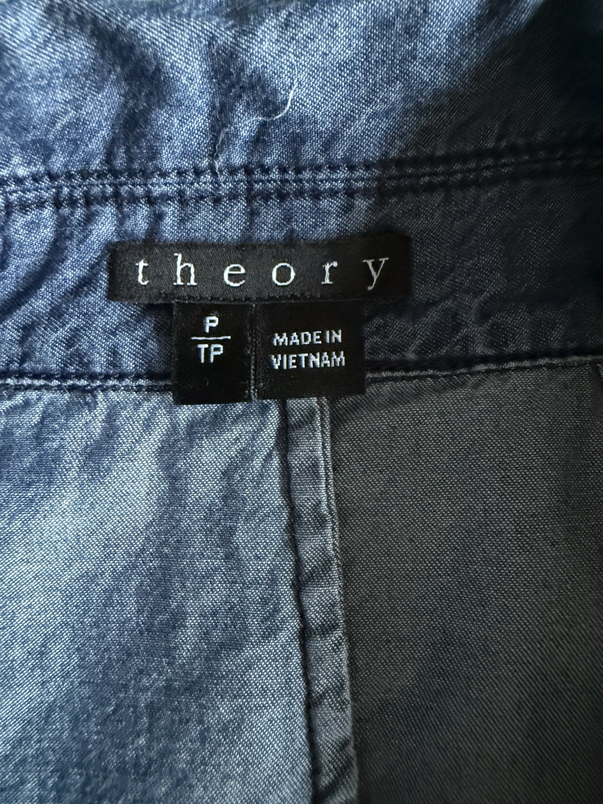 Theory Blue Sleeveless Zip-Front Vest w/ Pockets Collared Women P Petite