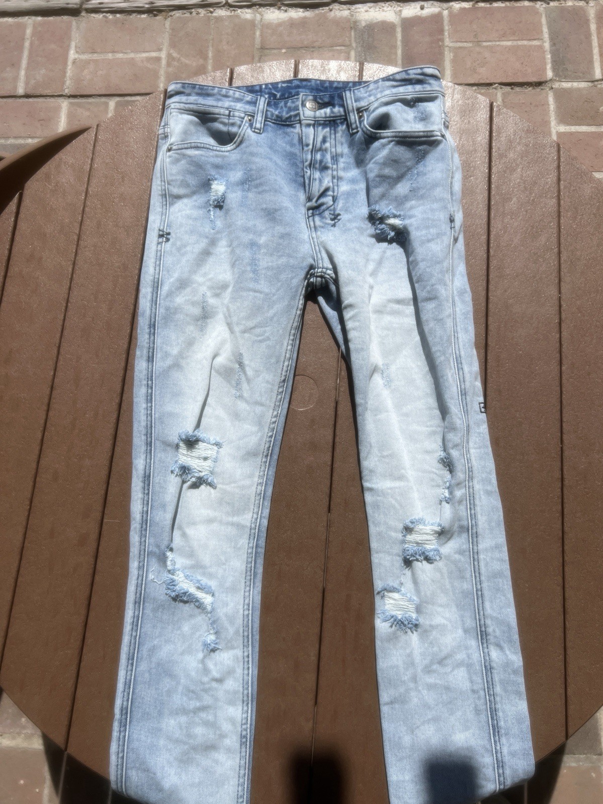 Ksubi Van Winkle Distressed Light Wash Denim Skinny Jeans Size 30×30