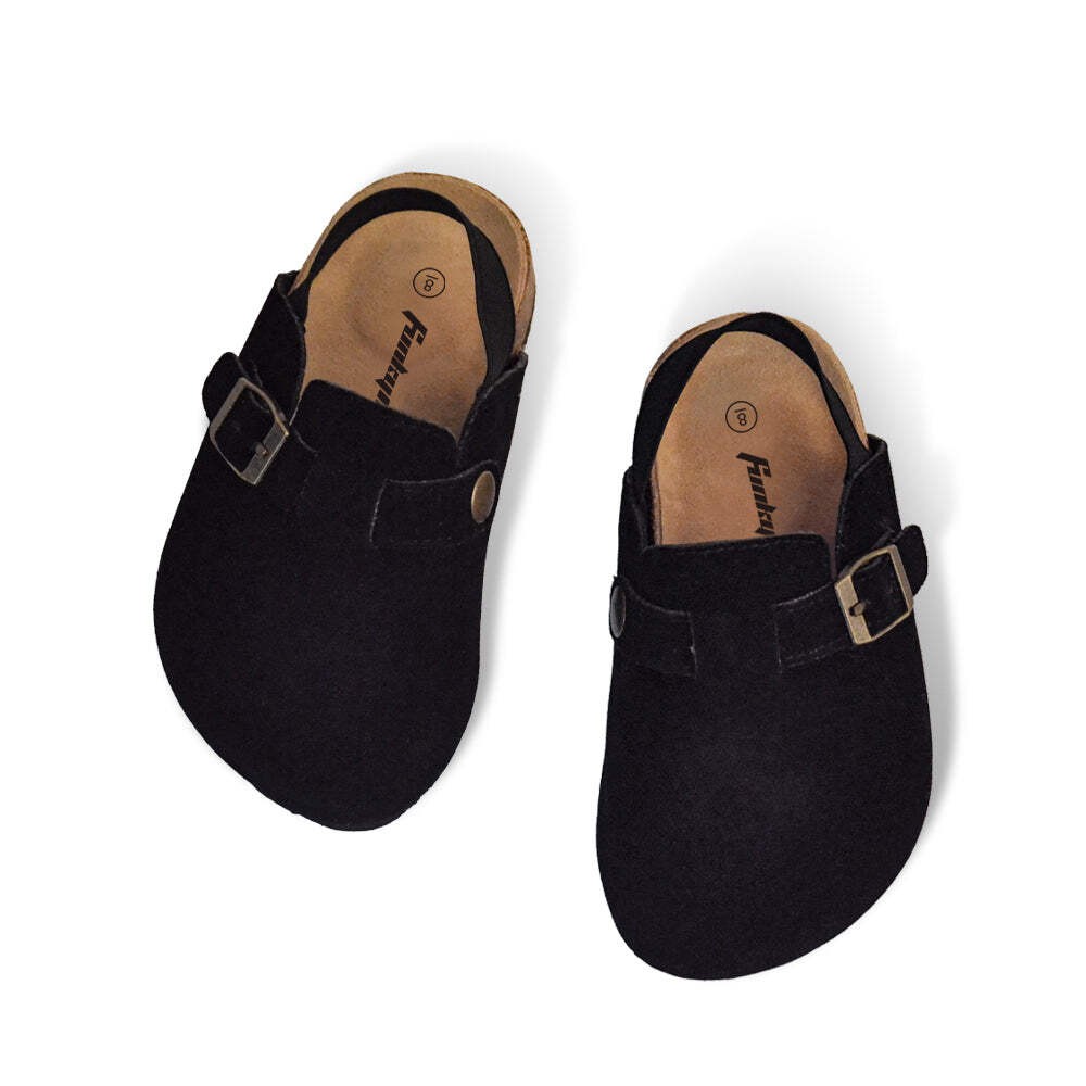 Toddler Kids Suede Nonslip Clogs Adjustable Buckle Cork Footbed Back Strap Shoes