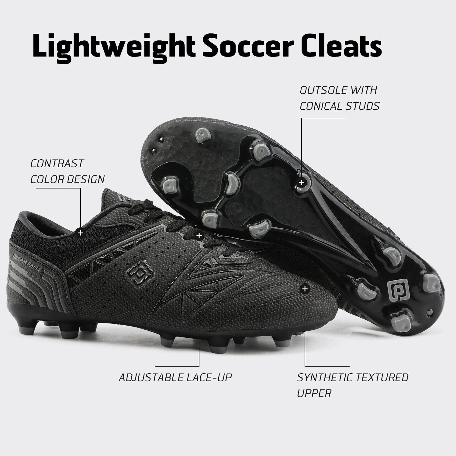 DREAM PAIRS Men Soccer Shoes Sport Athletic Outdoor Football Cleats Size 6.5-13