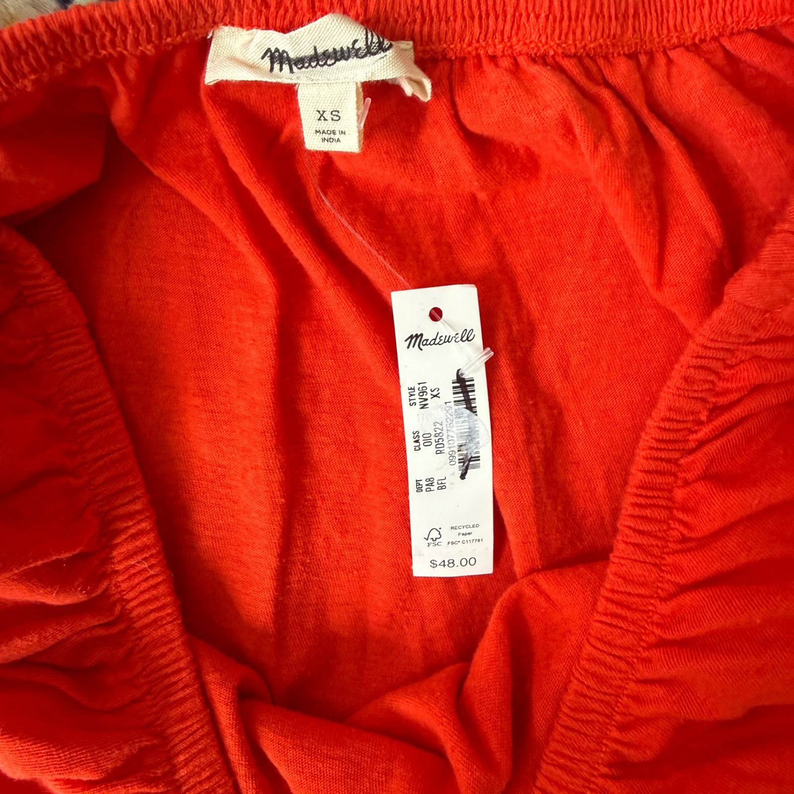 Madewell bubble tee red NWT XS