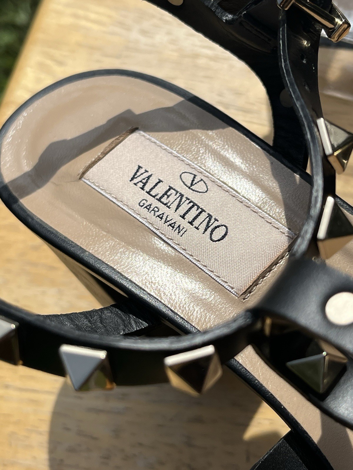 Valentino Garavani 60mm Rockstud Leather City Heels Sandals SZ 37 1/2 MSRP $1150