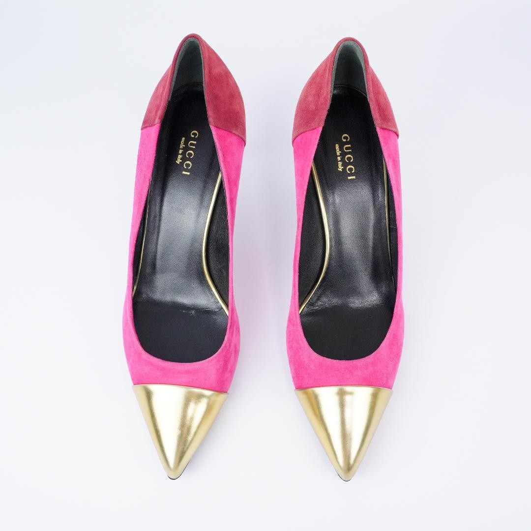 Gucci Pink Suede Pointed Toe Stiletto Heels 7.1-10cm Pre-owned 25cm