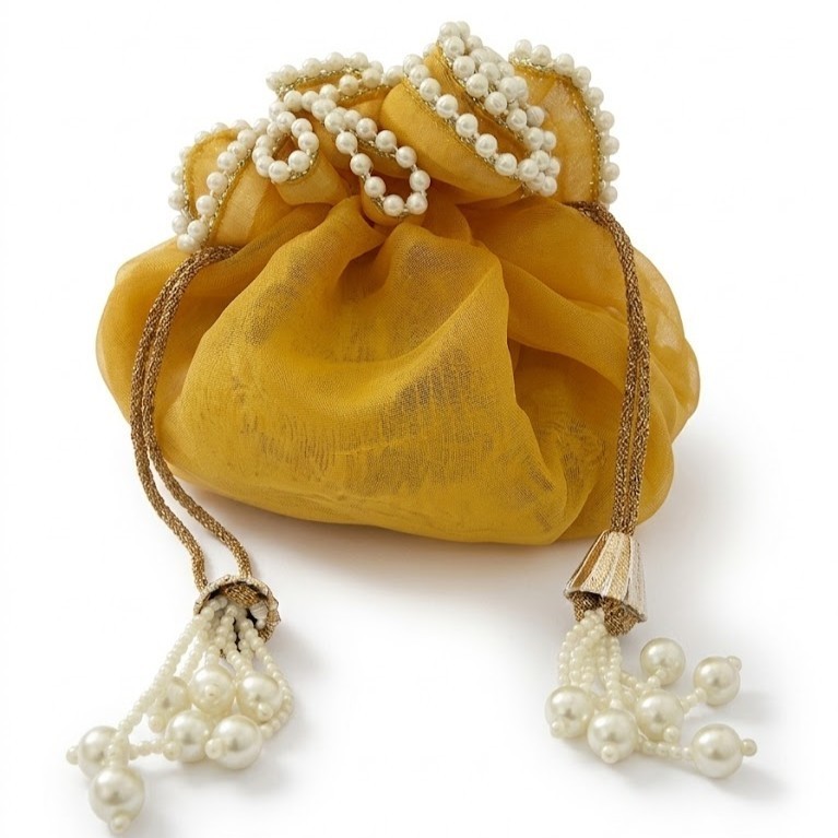 Indian Dry Fruit Gifting Organza Potli Bag for Women, Haldi Wedding Ceremony
