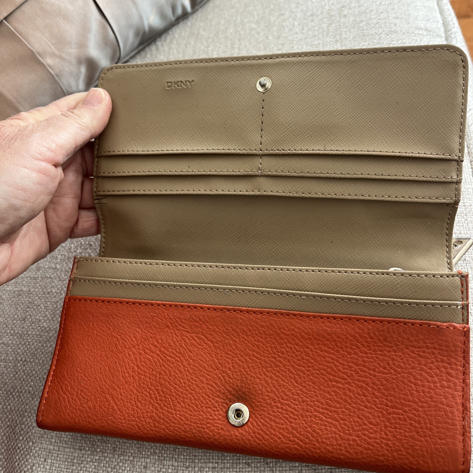 Dkny Wallet Multifunctional Credit Cards Bills Receipt Coins Orange Purse Wallet