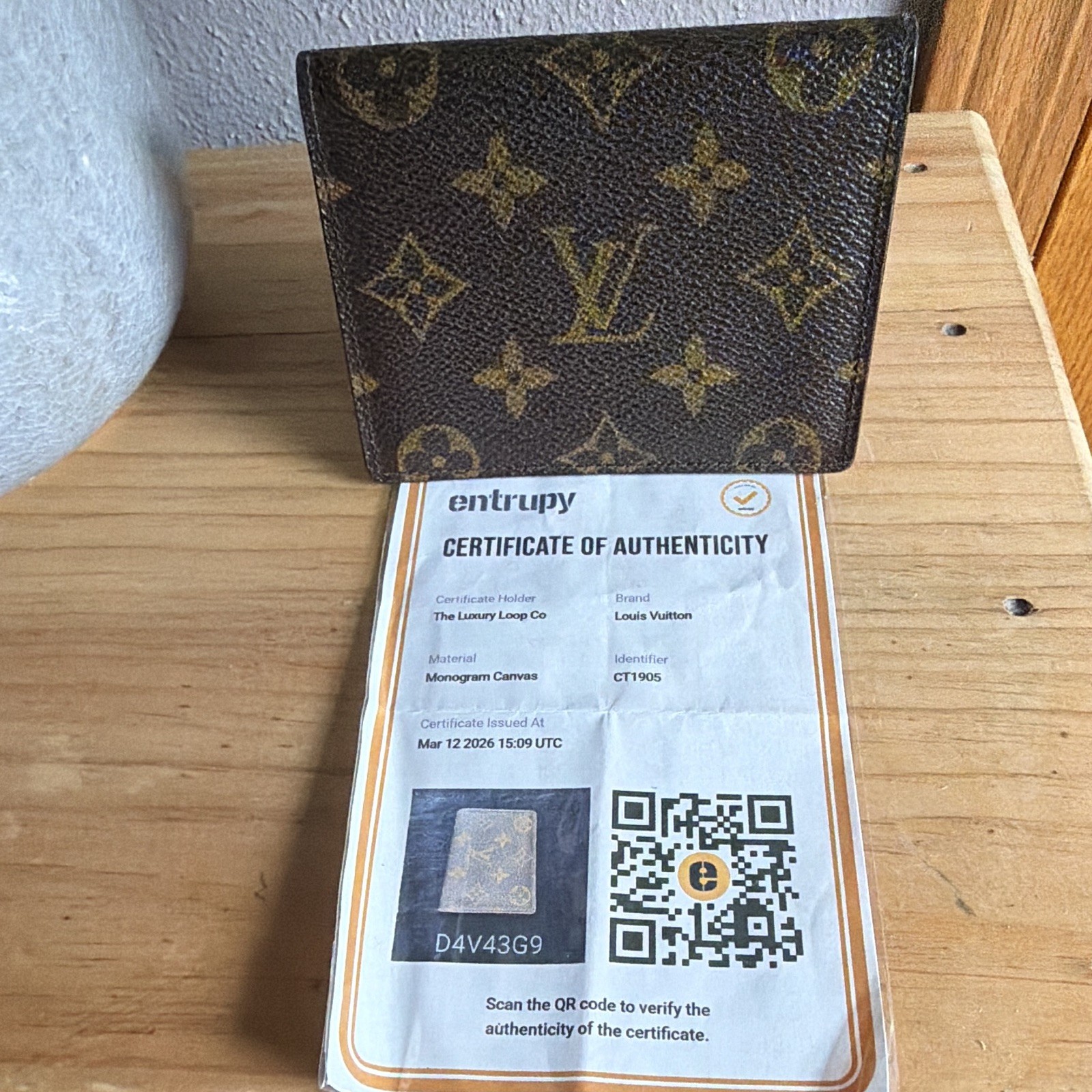 Louis Vuitton Monogram Canvas/Leather Bifold ID/Document Holder Brown