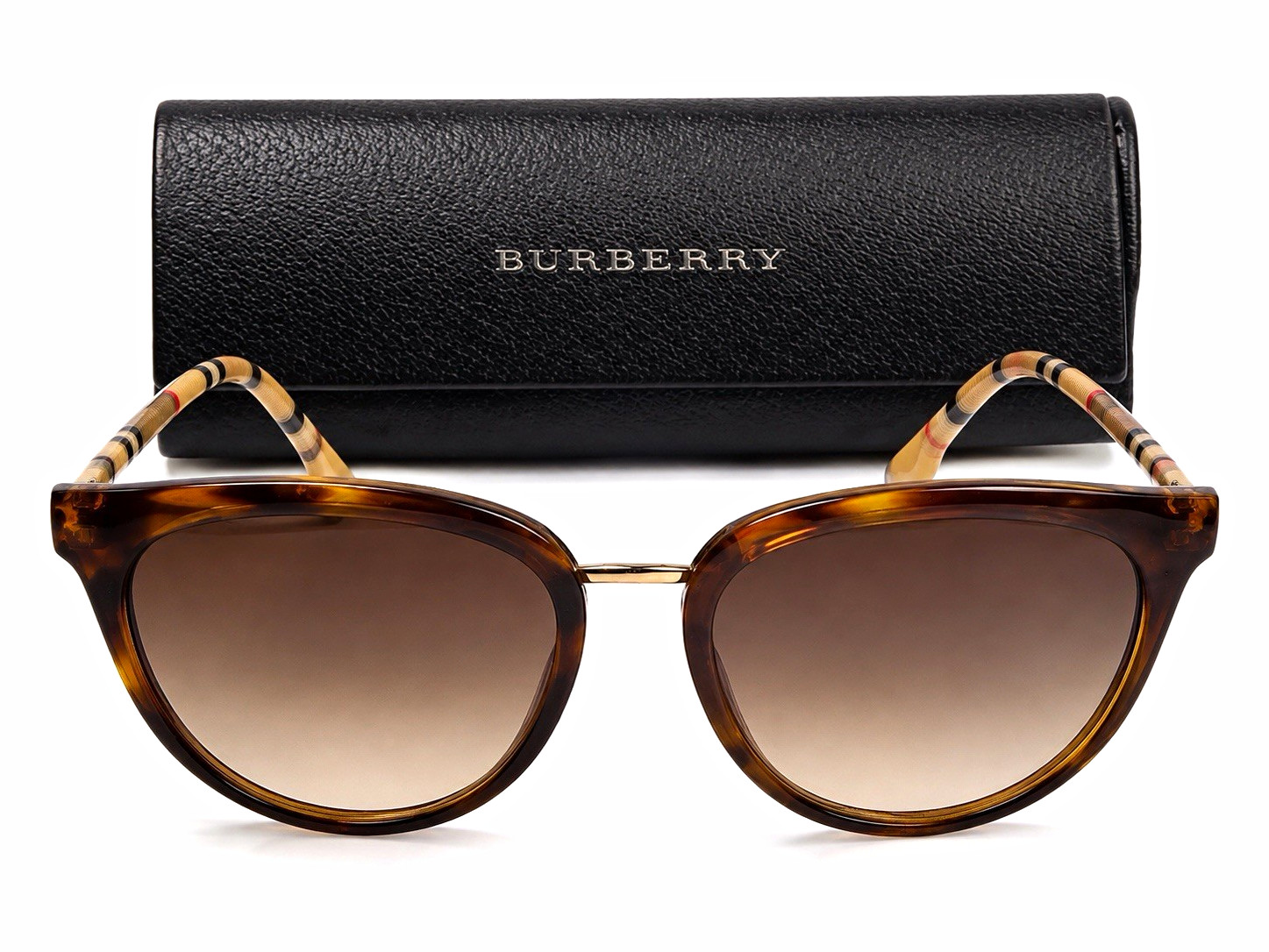 Burberry BE4194 Cat Eye Brown Tortoise Gradient Lens Sunglasses w/ Case