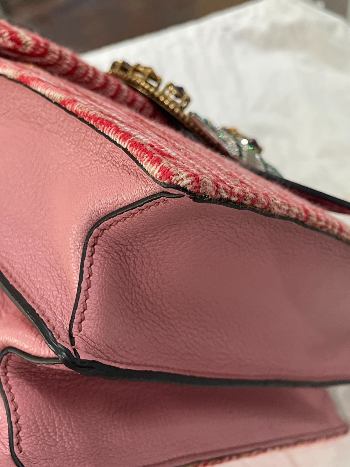 Miu Miu Mini Sunflower Gem Shoulder Bag Pink Leather Italy