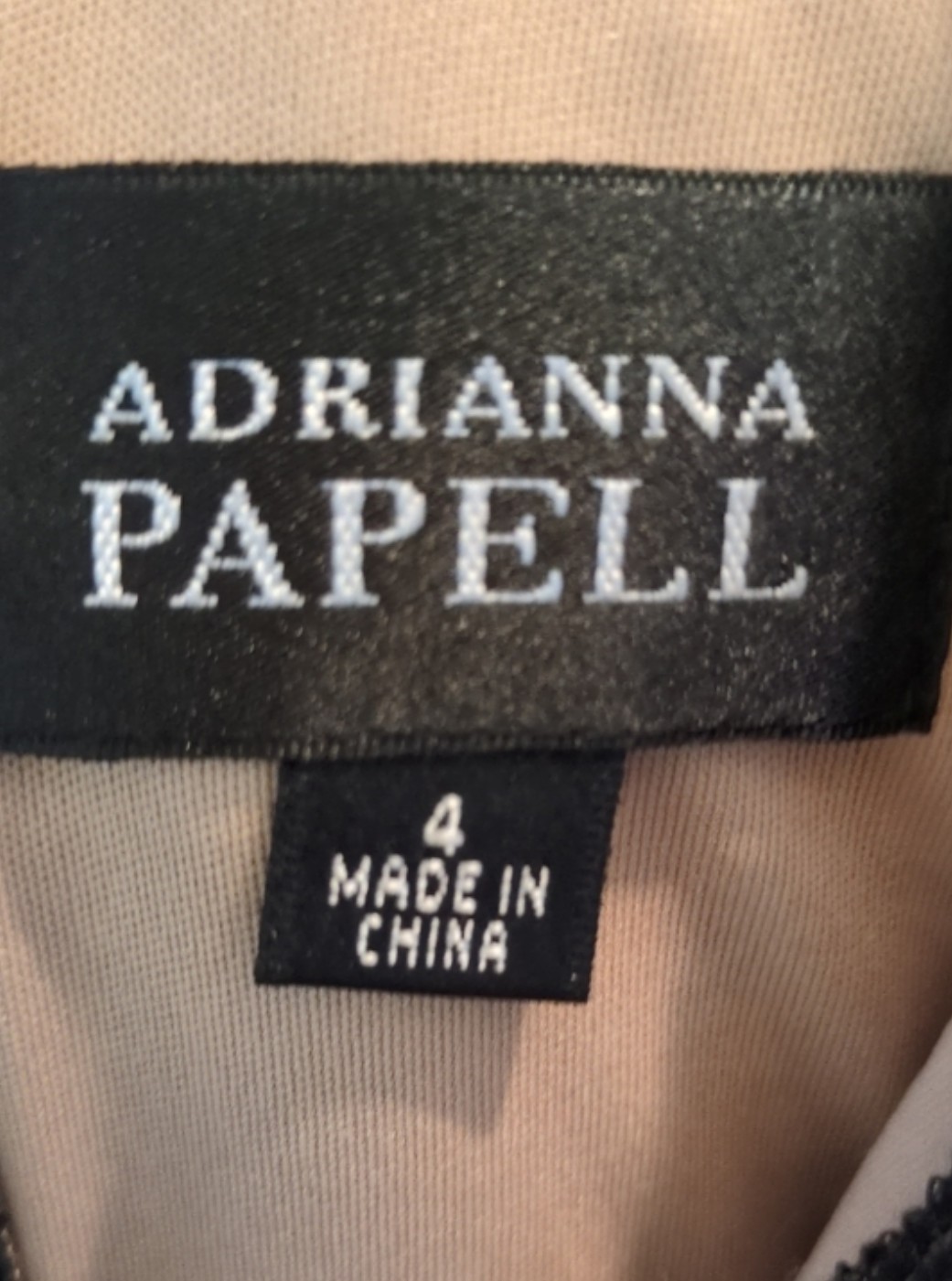 Adrianna Papell Black Nude Lace Shutter Pleat Cocktail Dress Size 4