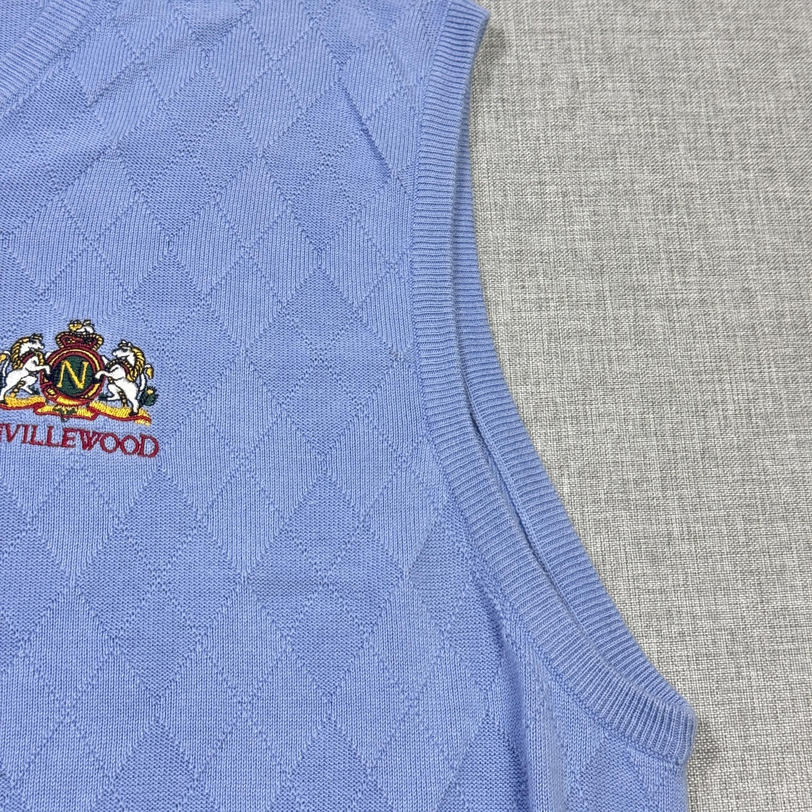Polo Golf Ralph Lauren Argyle V-Neck Sweater Vest Mens XL Blue Embroidered